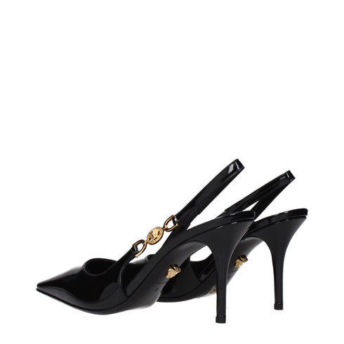 Versace Black Patent Leather Slingback Pumps – Women's High Heels Shoes